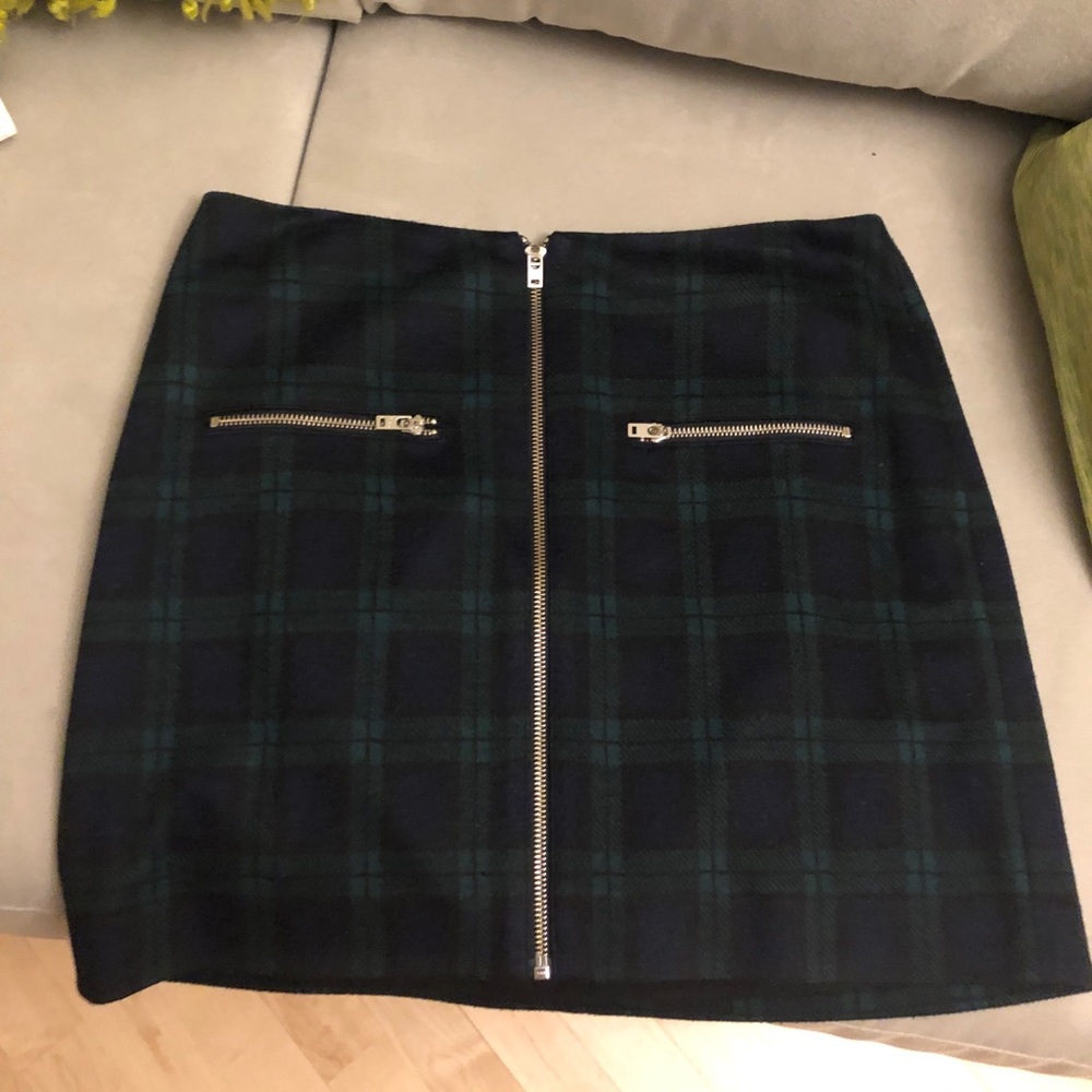 Madewell wool plaid zipper mini skirt